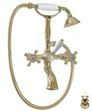 Смеситель для ванны Nicolazzi настенный двухзахватный с душем, бронза 1401BZ70