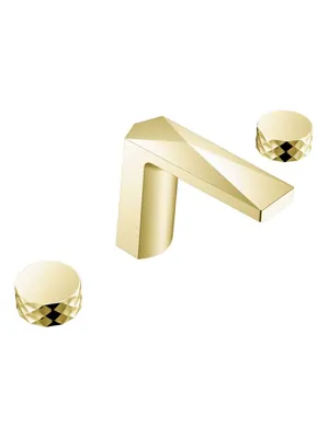 Смеситель Boheme для раковины, на 3 отверстия, двухзахватный, золото мат 150-MG-DIAMOND