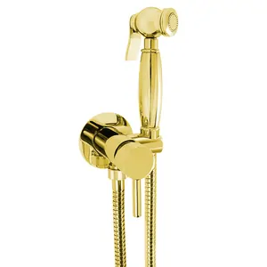 Гигиенический душ Giulini FSH25/1531O однорычажный смеситель, лейка, шланг, цвет: золото 24К