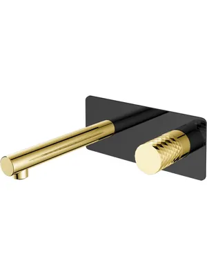 Смеситель Boheme 125-BG для раковины, встраиваемый, однозахватный, ручка:diamond,черный+золото