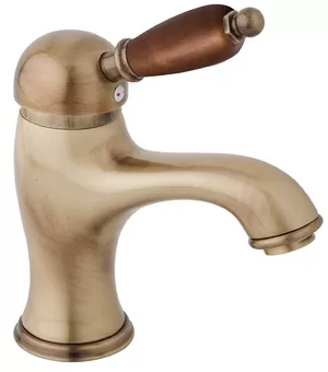 Смеситель CEZARES LSM1-02-Nc для умывальника, однорычажный, донный клапан, бронза/ручка орех