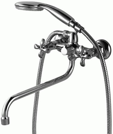 Смеситель для ванны/душа Lemark LM0151C двухзахватный, длинный излив, душевой комплект, хром