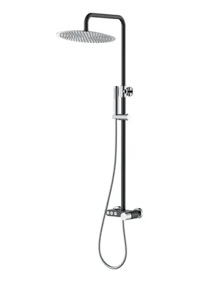 Душевая система Boheme 128-BCR настенная, с изливом, верхний/ручной душ, черный+хром