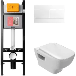 Инсталляция Jacob Delafon E33130RU кнопка белая +унитаз , сиденье тонкое микролифт E21771RU