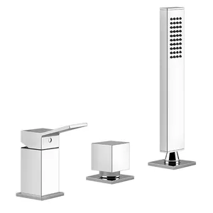 Смеситель на борт ванны Gessi Rettangolo K 53043.031 на 3 отв., ручной душ, наполнение через перелив
