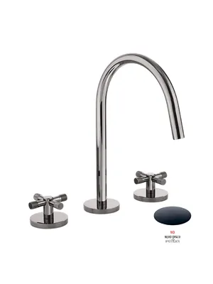 Смеситель GATTONI для раковины, ручки Alzo, с донным клапаном, чёрный мат 100/21NO