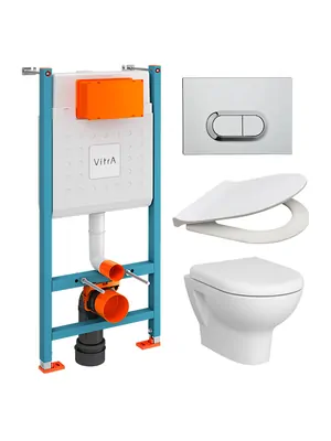 Комплект: Инсталляция Vitra+ Унитаз Zentrum+ сиденье с микролифтом + клавиша смыва 9012B003-7206