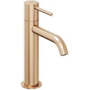 Смеситель для умывальника RAVAK X070347 однозахватный, излив 100 мм, розовое золото