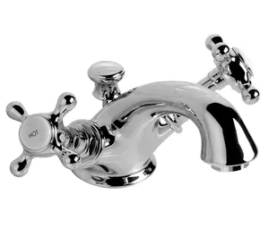 Смеситель для раковины Devon&Devon UTAU910CR двухзахватный, донный клапан. цвет: хром