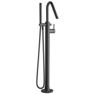 Смеситель для ванны Giulini F6592NO напольный, однозахват., с душ.гарнитуром, черный мат