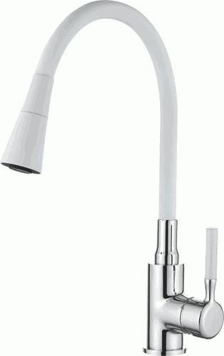 Смеситель Ledeme для кухни, с гибким изливом, однозахватный, белый L4199-3