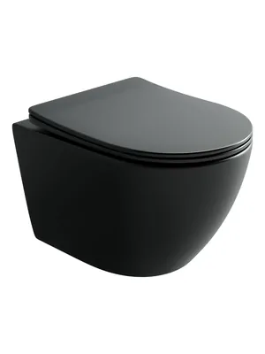 Унитаз подвесной Ceramicanova 360х490х360 с сиденьем,безободковый,Tornado,черный мат. CN11001TMB