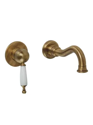 Смеситель для раковины Migliore скрытого монтажа, ручка белая, бронза ML.OXF-6345.BI.BR