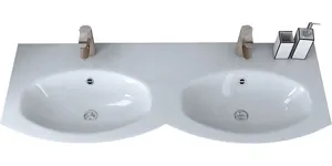 Раковина из искусственного мрамора Cezares (138x52) с 2мя чашами 50156 Bianco
