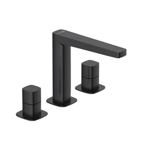 Смеситель WasserKRAFT 9135 для умывальника, двухзахватный, черный Soft-touch