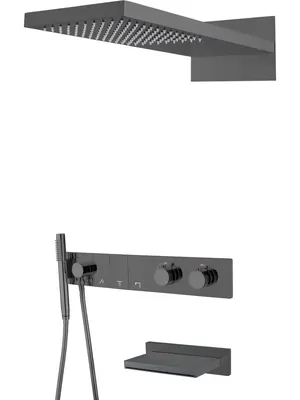 Душевая система Boheme 133-2-SGM встраиваемая,термостат,излив, верхний/ручн душ, графит глянц