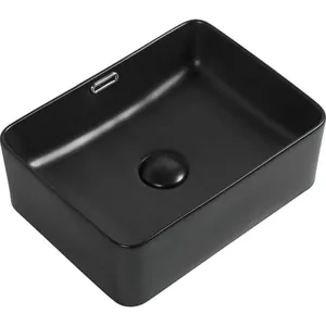 Раковина накладная Aquanet -1-MB 405х315х140 перелив, без отв. под смеситель, черный 273678