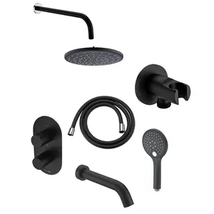 Душевая система WasserKRAFT Thermo A177477 с термостатом для ванны/душа, черный матовый