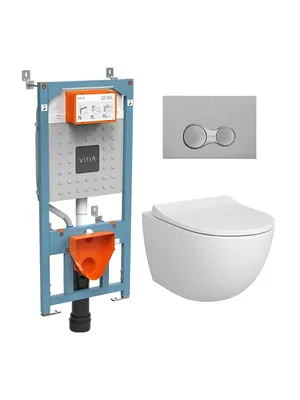 Комплект: Инсталляция Vitra с клавишей хром + Унитаз + сиденье микролифт 9830B003-7207
