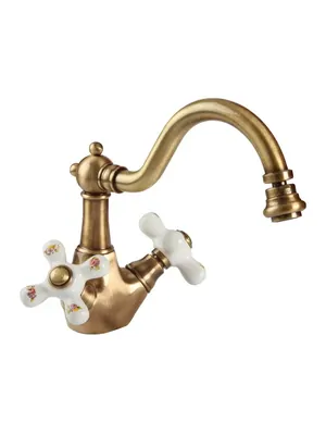 Смеситель для биде Migliore с донным клапаном click-clack, белый/бронза ML.PRO-8844.BR