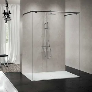 Душевое ограждение Novellini HF 1540х2147 кронштейн х2, прозрачное/черный KUADFC156PS-1H