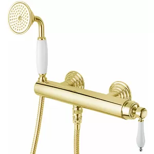 Смеситель CEZARES -DDM-03/24-Bi для душа, однозахватный, ручной душ, золото/ручка белая