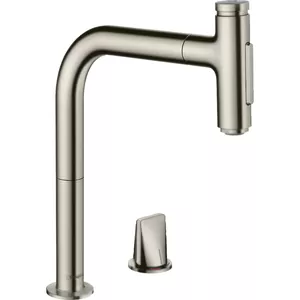 Смеситель Hansgrohe Metris Select M71 для кухни 200 мм вытяжной поворотный излив сталь 73818800