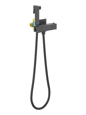 Набор с гигиеническим душем Aquatek AQ1028MB термостат, 1 отверстие, цвет: черный матовый