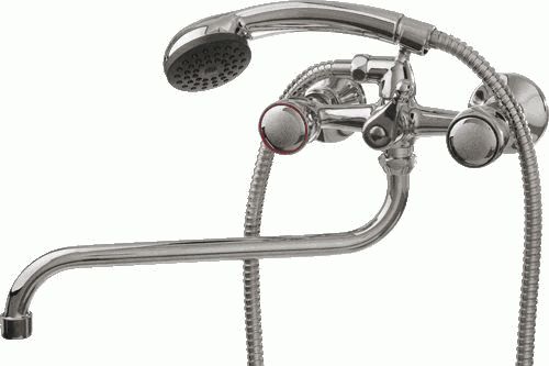 Смеситель Ledemе Н17 настеный, для ванны и душа, с душевой лейкой, двухзахватный, хром L2117