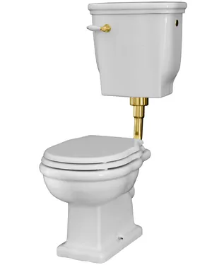 Унитаз с низким бачком ArtCeram 360х530х385 вертикальн. выпуск, белый/золото HEV0020100+HEC0050100+HEA01373