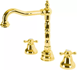 Смеситель CEZARES BLS2-03/24 для умывальника, на 3 отверстия, с клапаном, золото 24 карат