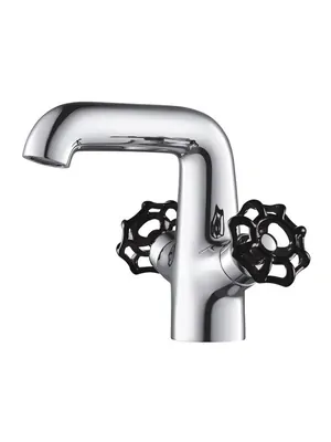 Смеситель Zeegres 19093001 для раковины, двухзахватный, черные ручки (19093001+95701012*2)