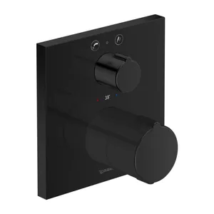 Смеситель Duravit термостат встраиваемый с переключателем, накидка квадрат,черный C15200013046