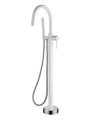 Смеситель Boheme 469-WCR для ванны/душа, напольный, однозахватный, с ручным душем, белый+хром