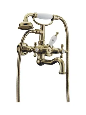 Смеситель Boheme Presente 313 для ванны/душа, настенный, с душевым гарнитуром,двухзахв,бронза