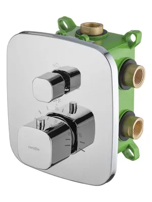 Смеситель Swedbe 9032 встраиваемый термостат, на 3 выхода, с внутренней частью, хром