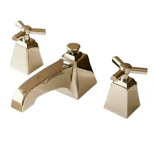 Смеситель для раковины Devon&Devon 2200OT на три отверстия, донный клапан, светлое золото