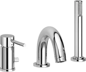 Смеситель на борт ванны Paffoni LIG040LCR однозахватный, на 3 отв., с душ. гарнитуром, хром