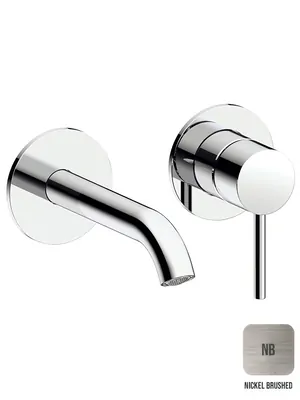 Смеситель для раковины Almar настенный, излив 160-185 , с регулируемым углом аэратора, цвет никель брашированный E210054.NB