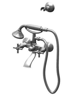 Смеситель GATTONI для ванны/душа, ручки Paris, настенный, с душ гарнитур и держ, хром TR501/18CO