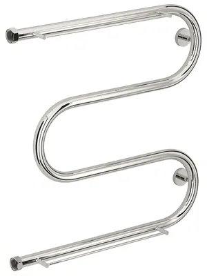 СУНЕРЖА М-образный + 2 полки Полотенцесушитель 600х600 нерж.сталь, нак. гайка 1"