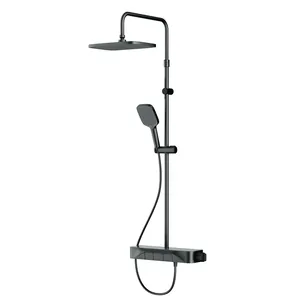 Душевая система AM.PM F078F222 с термостатическим смесителем-полкой,верхним и ручным душем,чер