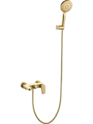 Смеситель Boheme Spectre 453-MG для ванны/душа, настенный, однозахватный, с ручным душем, золото мат