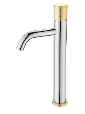 Смеситель Boheme 122-CRG.2 для раковины, на 1 отверстие,однозахватный, ручка touch,хром+золото