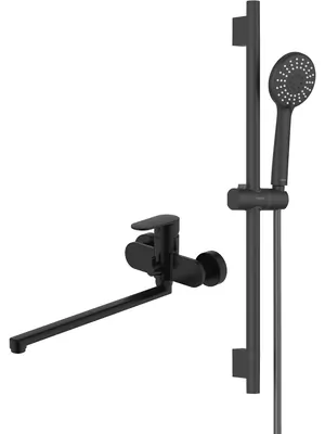 Сет Aquatek 2в1 AQ1833MB Смеситель для ванны AQ1842MB+Душевой гарнитур AQ2017MB, черный матовый