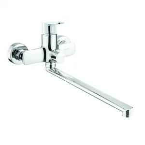 Смеситель для ванны/душа Swedbe 1850 настенный, однорычажный, длинный Z-излив, хром