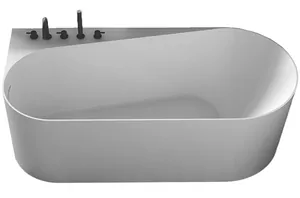 Ванна акриловая Abber (1500х750) пристенная, угловая левая, слив-перелив, белая AB9496-1.5 L