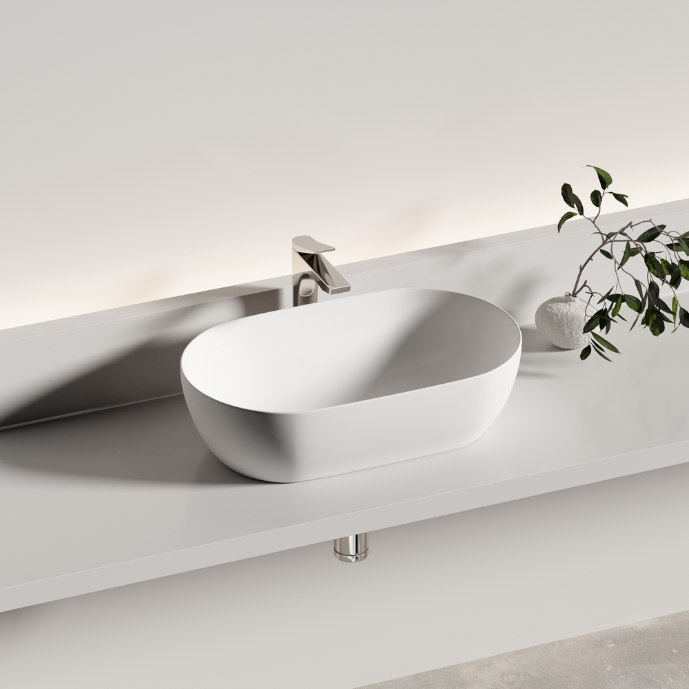 Раковина накладная овальной формы CERAMICANOVA Twist 500x300x140, цвет белый матовый, арт. CN12001MW