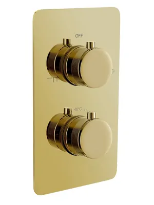 Смеситель Boheme 134-2-G для душа, встраиваемый, на 2 потребителя, термостат, золото