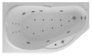 Ванна акриловая Акватек 170х100 левая, аэромассаж, пневмоупр,панель,каркас,слив